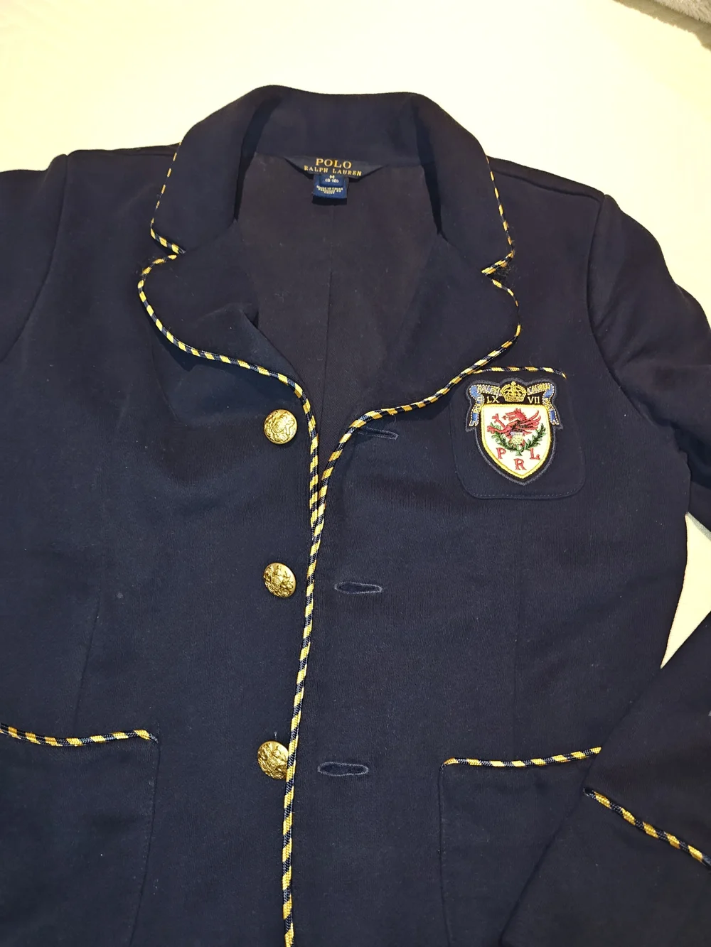 Polo by Ralph Lauren Navy Blazer with Gold Braid and Crest 8-10